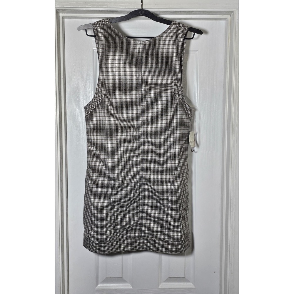 Free People Kai Plaid Mini Dress Size XS Pockets Open Back Sage Brown Soft